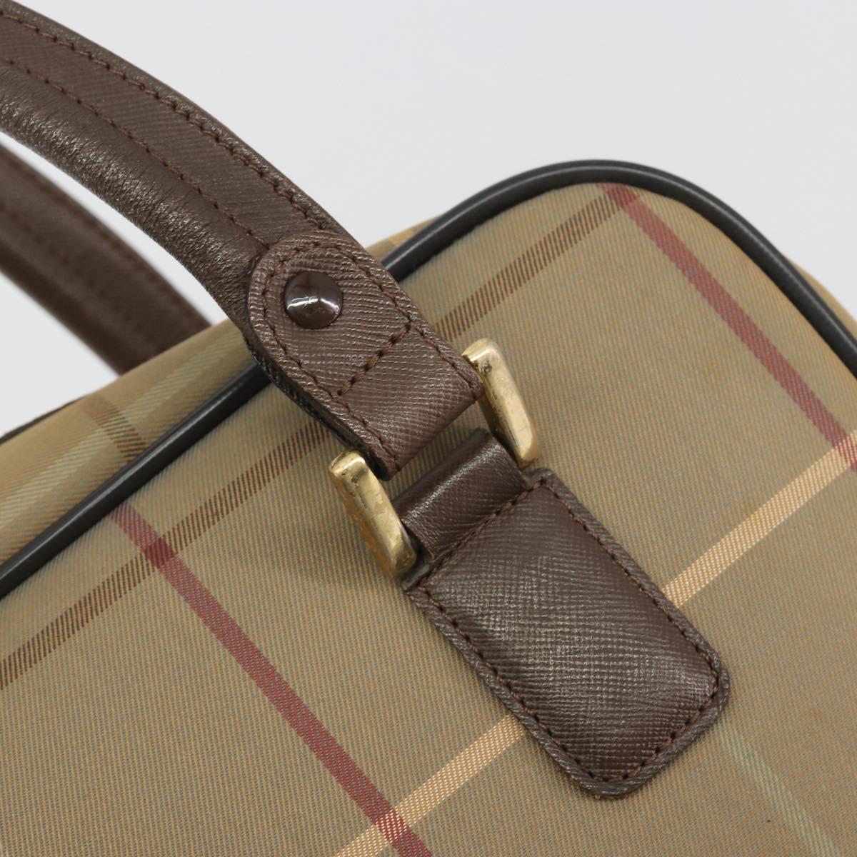 Burberrys Nova Check Hand Bag Canvas Brown Gold Auth 198681