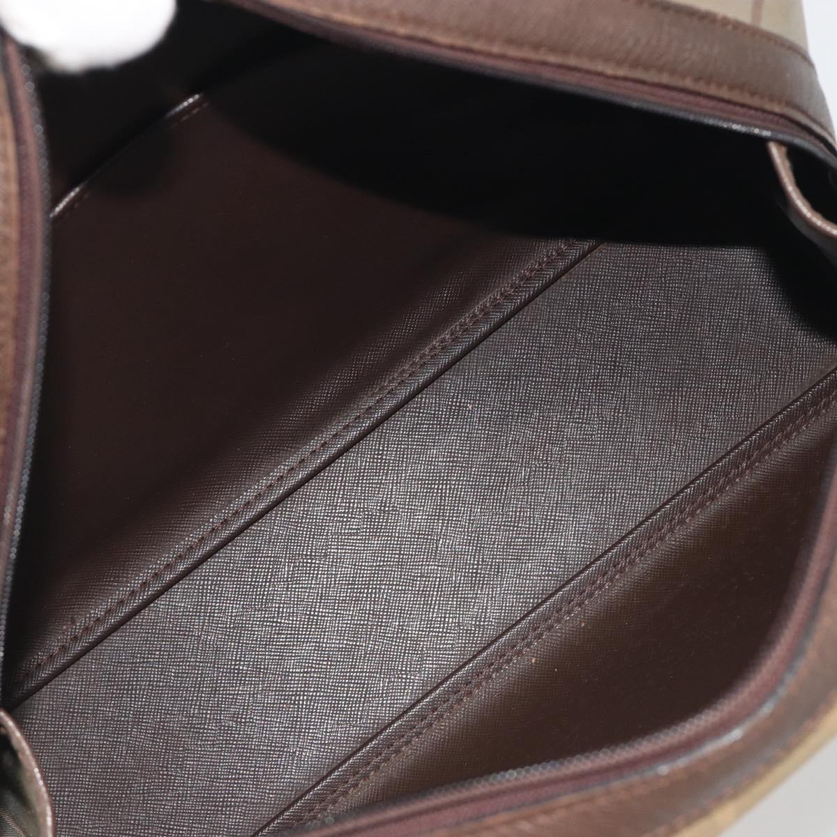 Burberrys Nova Check Hand Bag Canvas Brown Gold Auth 198681