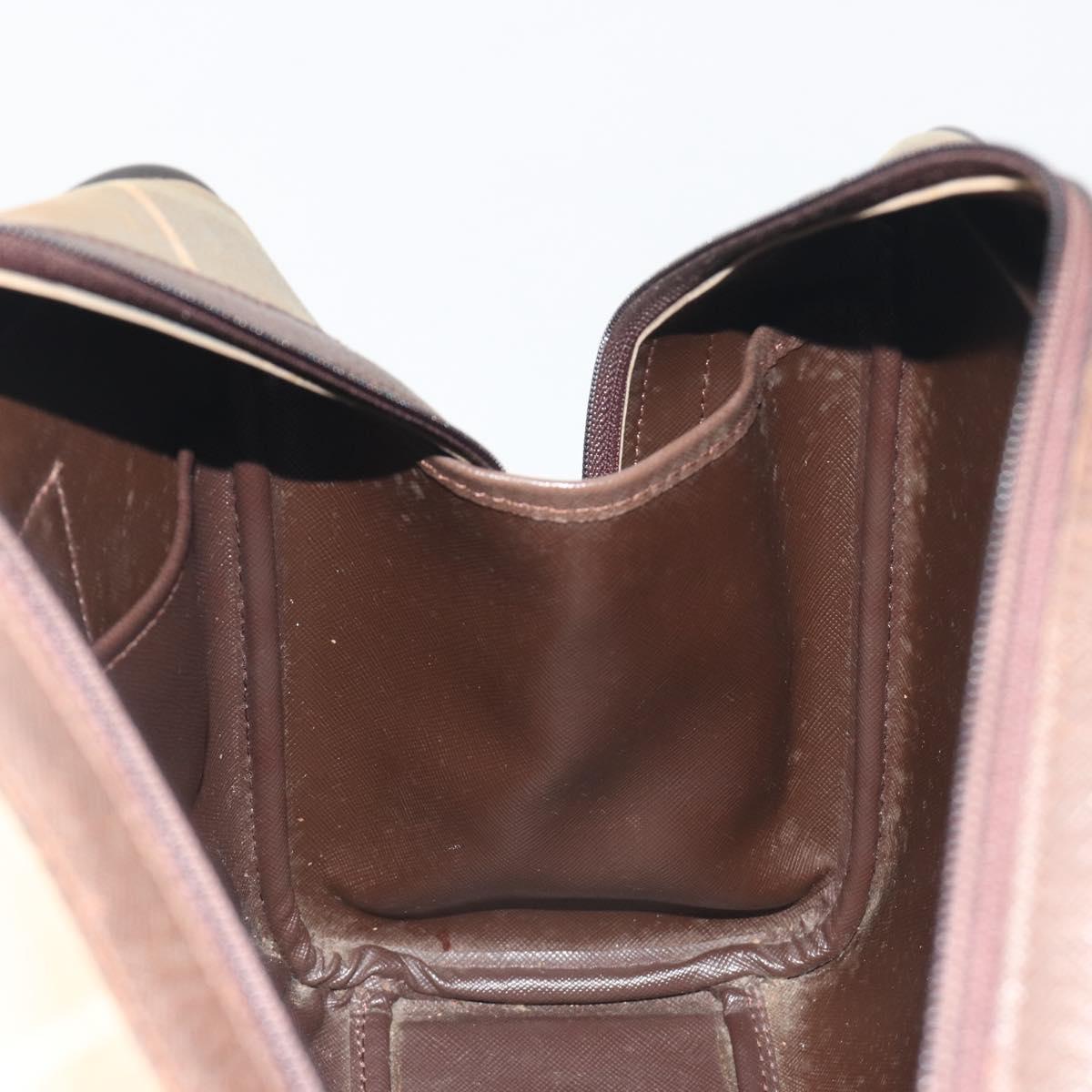 Burberrys Nova Check Hand Bag Canvas Brown Gold Auth 198681