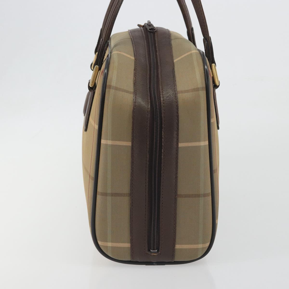 Burberrys Nova Check Hand Bag Canvas Brown Gold Auth 198681