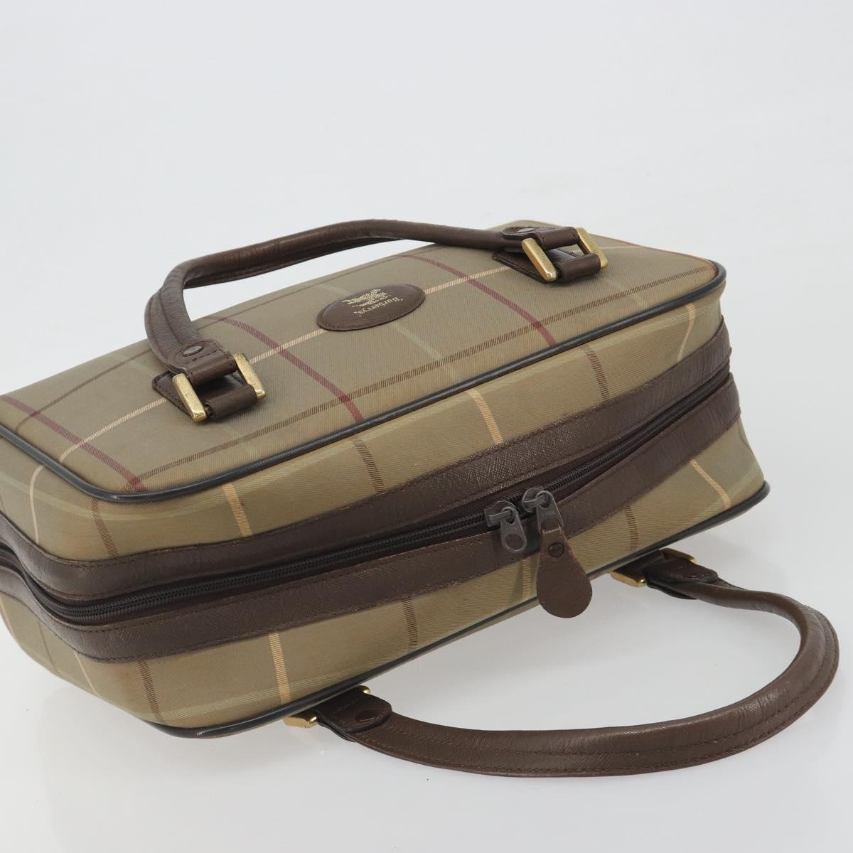 Burberrys Nova Check Hand Bag Canvas Brown Gold Auth 198681
