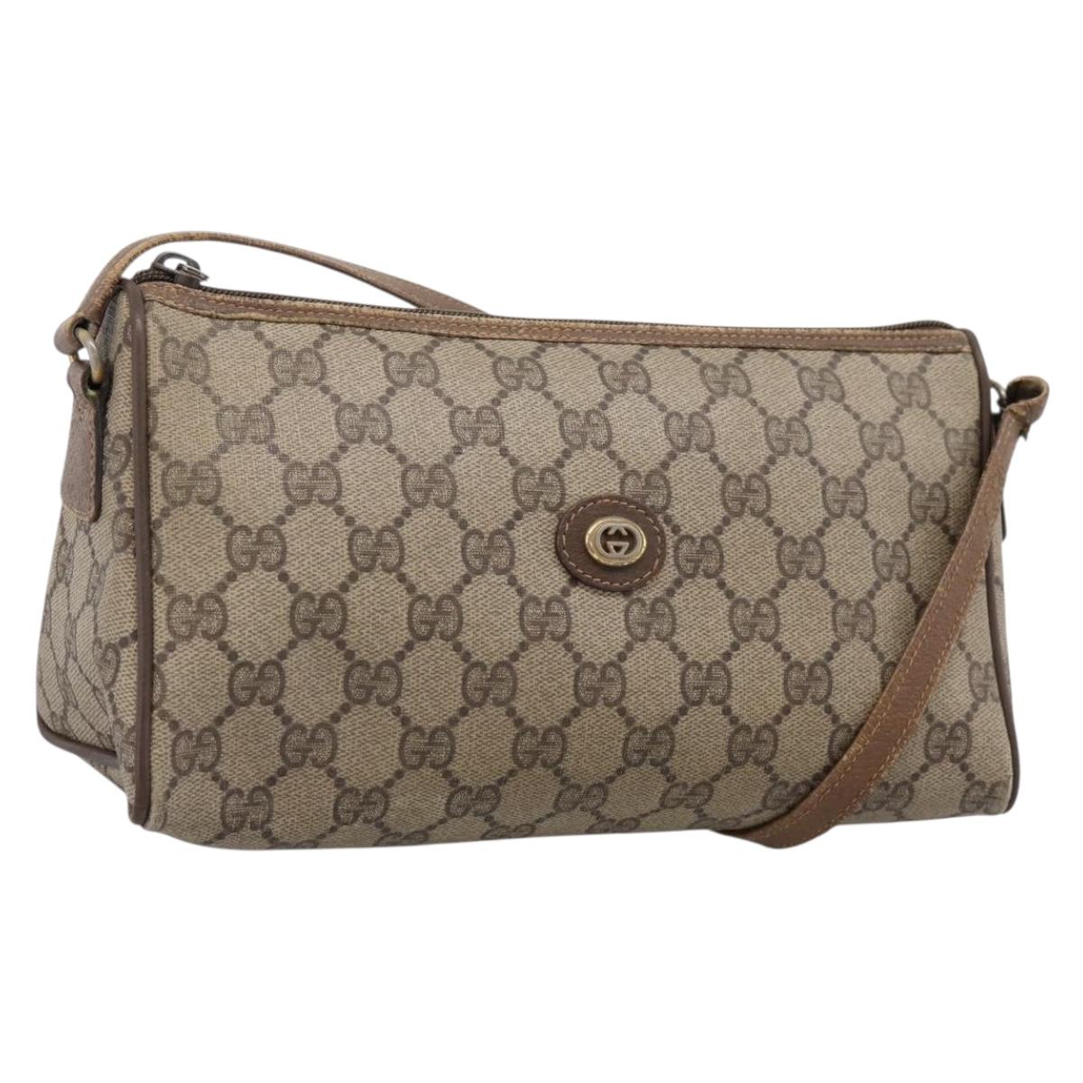GUCCI GG Supreme Shoulder Bag PVC Beige Gold 89 02 086 Auth 198682