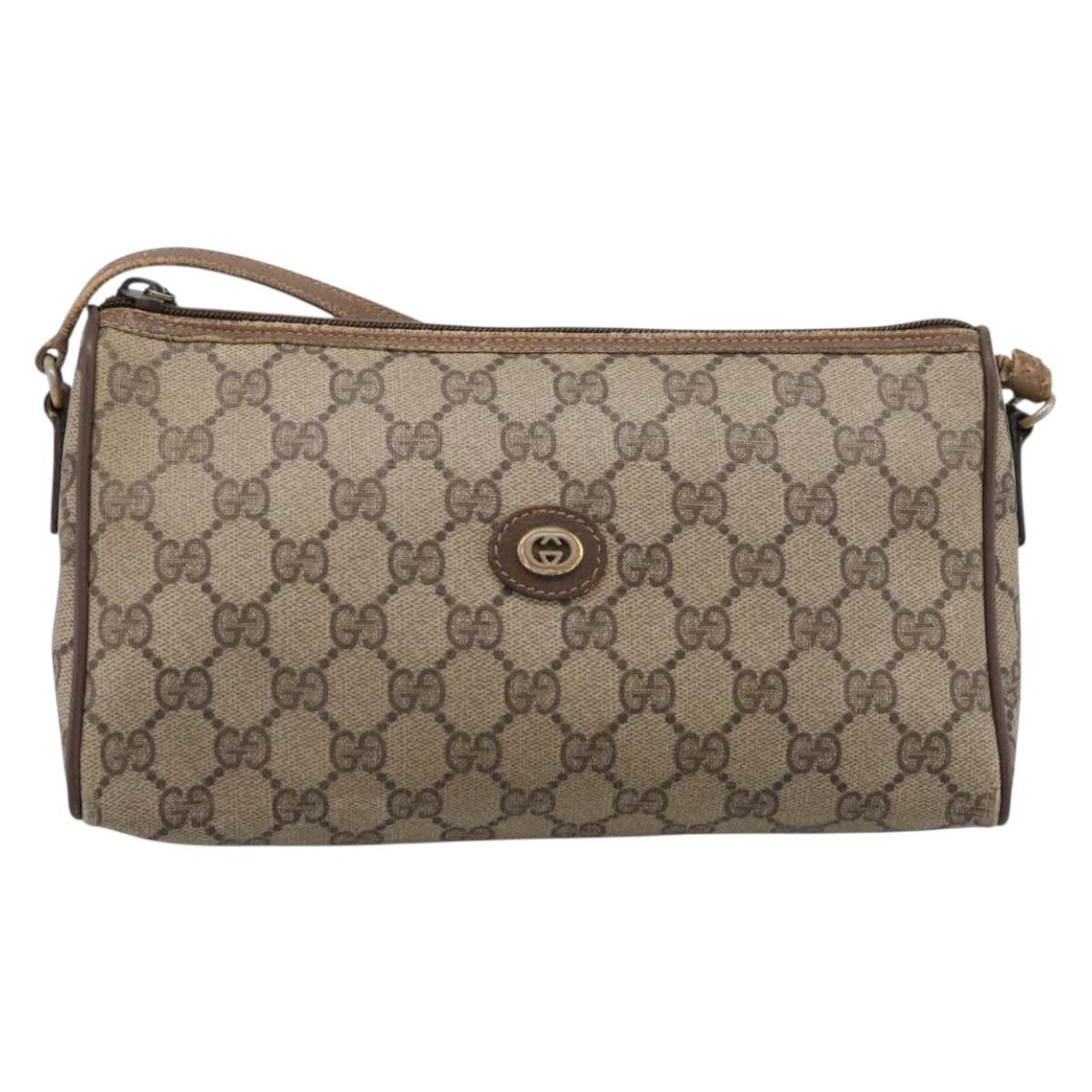 GUCCI GG Supreme Shoulder Bag PVC Beige Gold 89 02 086 Auth 198682