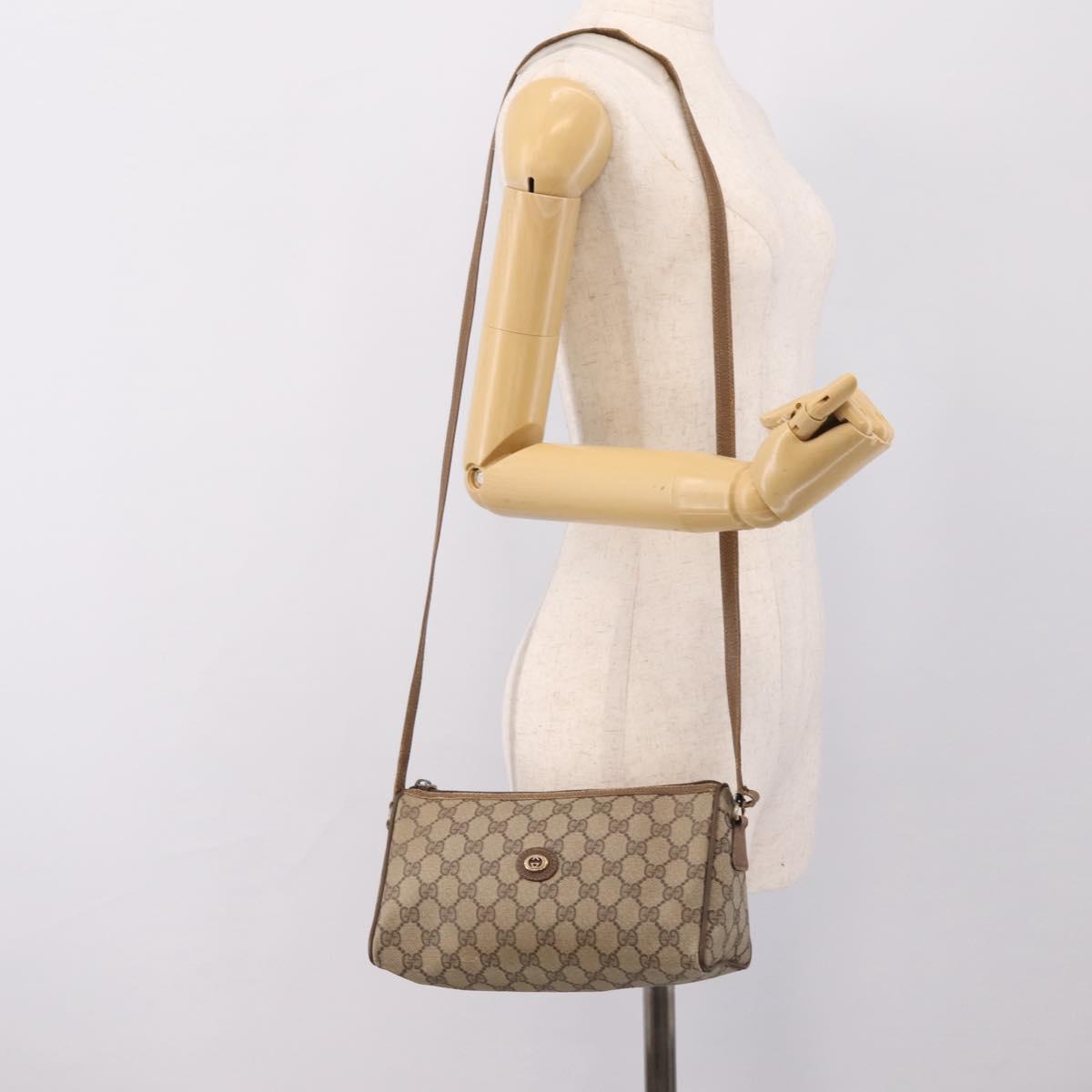 GUCCI GG Supreme Shoulder Bag PVC Beige Gold 89 02 086 Auth 198682
