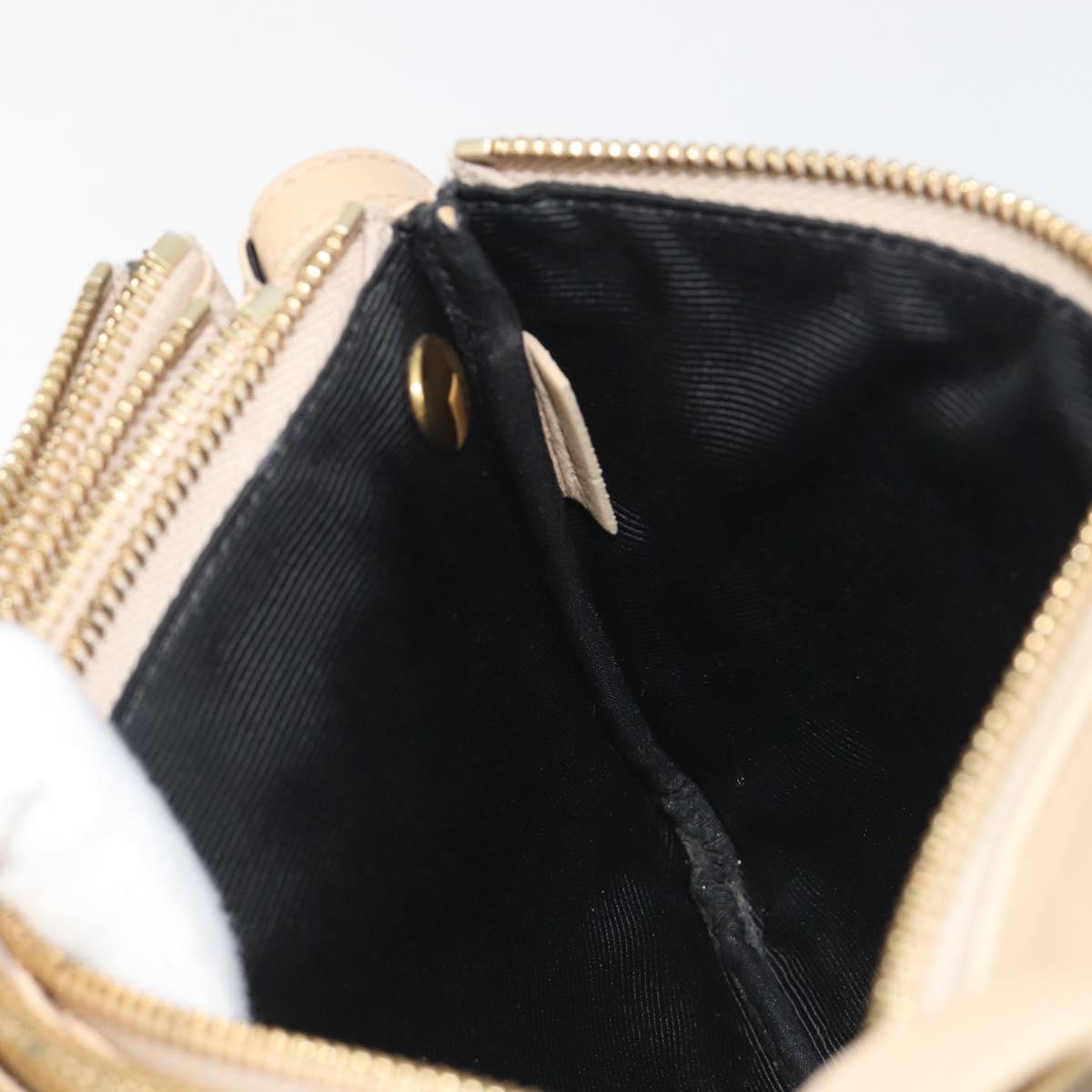 CELINE Trio Shoulder Bag Leather Beige Gold Auth 198683A