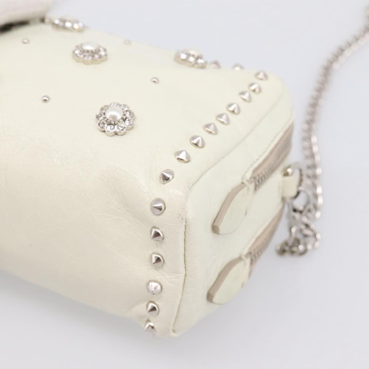 Miu Miu Matelasse Chain Shoulder Pouch Vitellolux Ivory Silver Auth 198684A