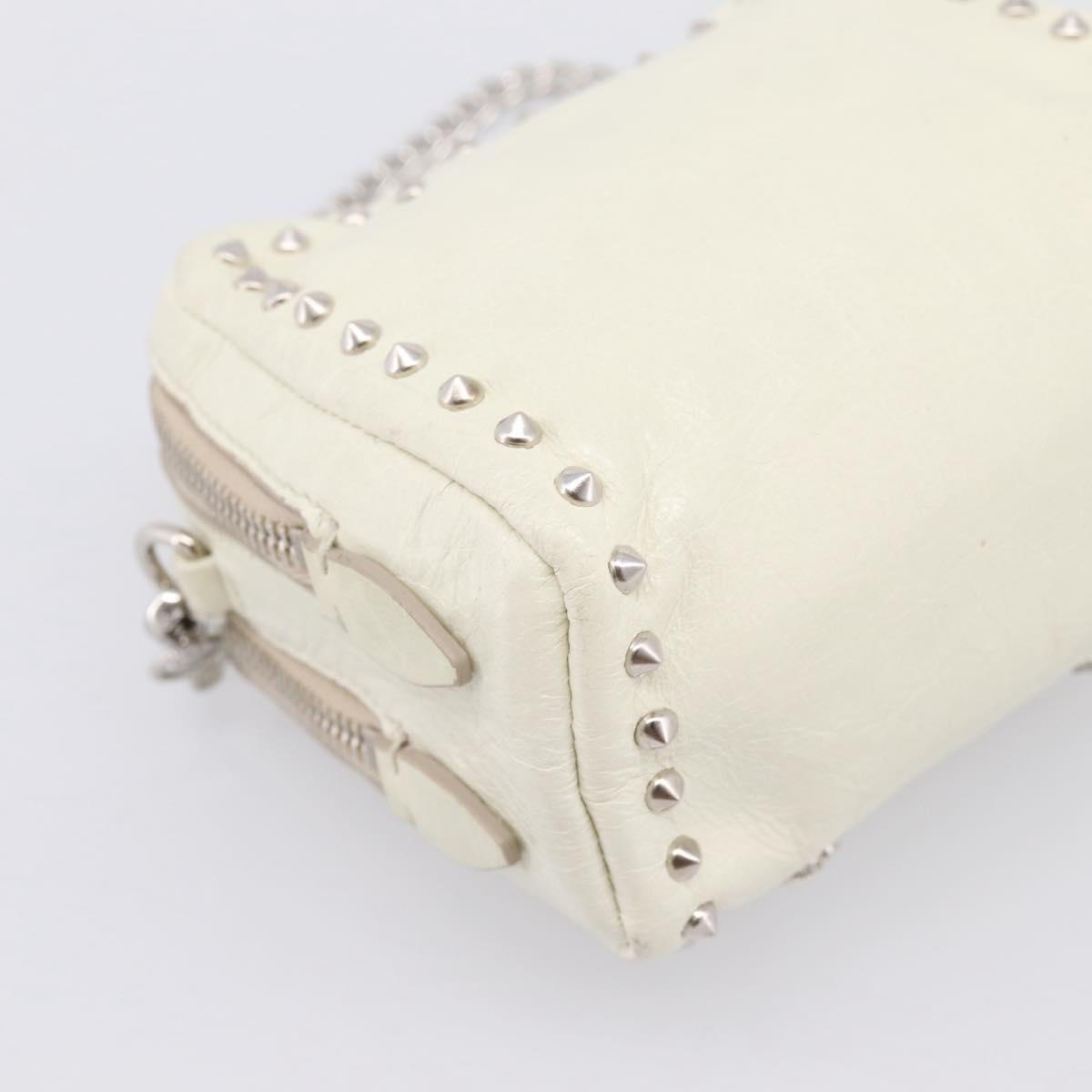 Miu Miu Matelasse Chain Shoulder Pouch Vitellolux Ivory Silver Auth 198684A