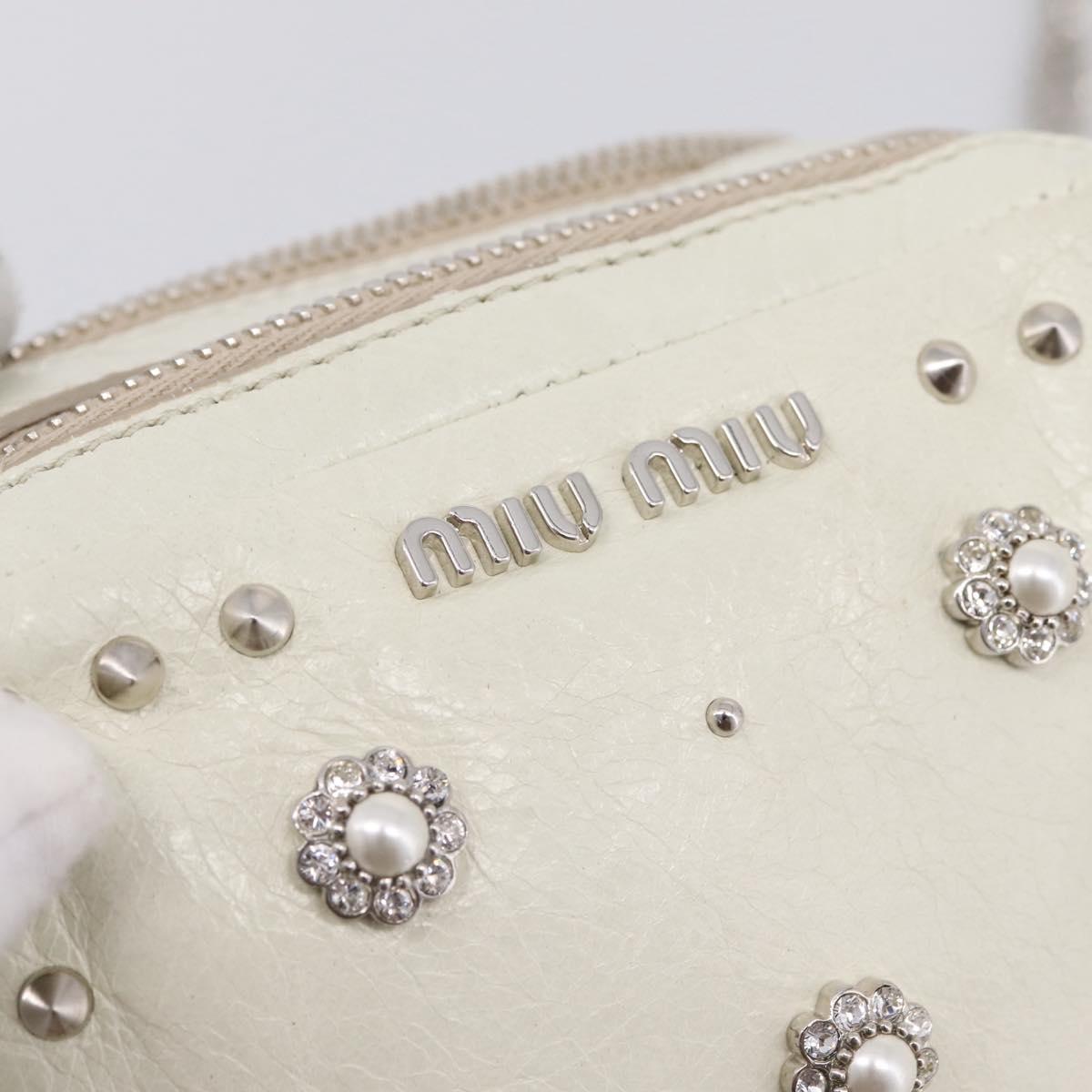 Miu Miu Matelasse Chain Shoulder Pouch Vitellolux Ivory Silver Auth 198684A