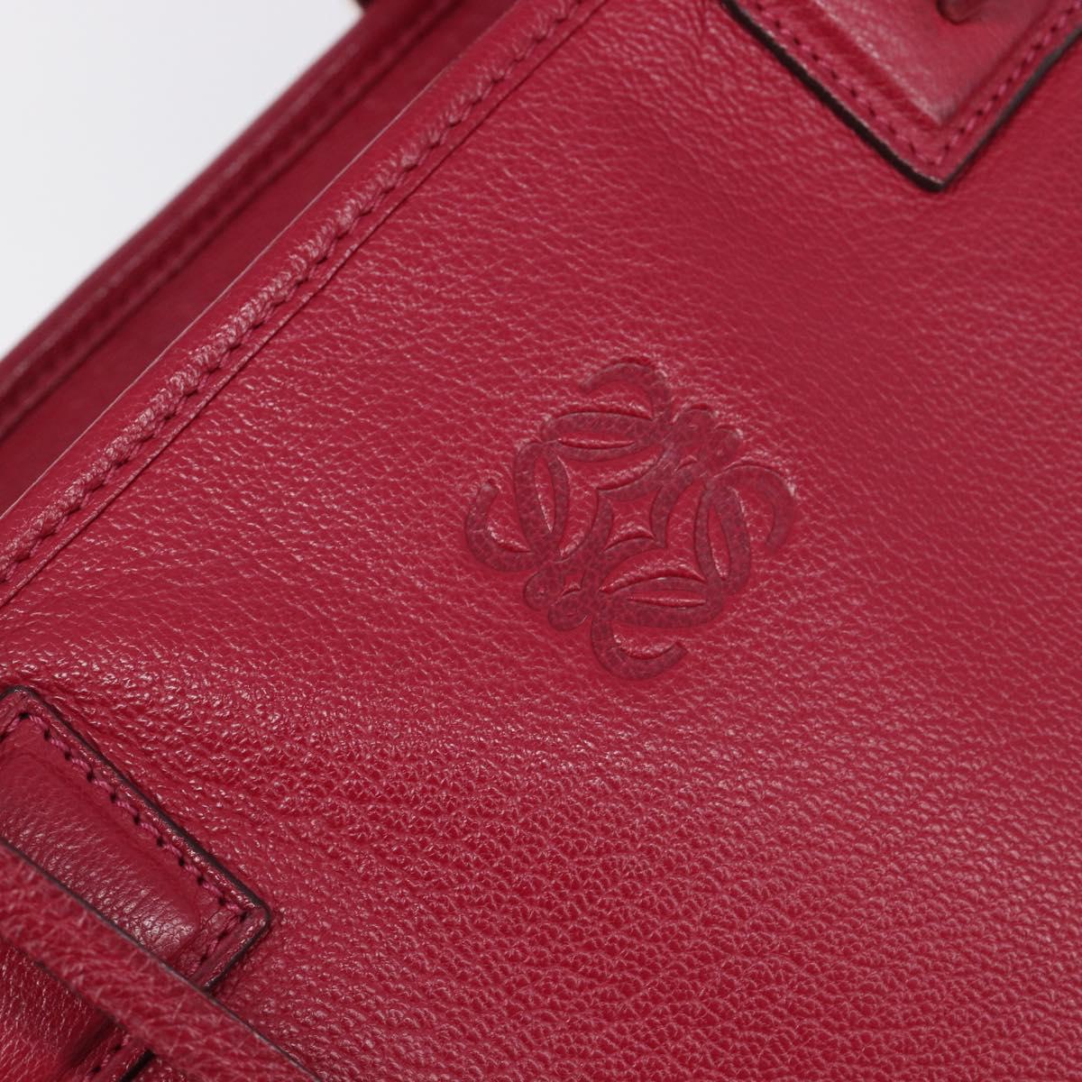 LOEWE Amazona 36 Hand Bag Leather Red Silver Auth 198687V