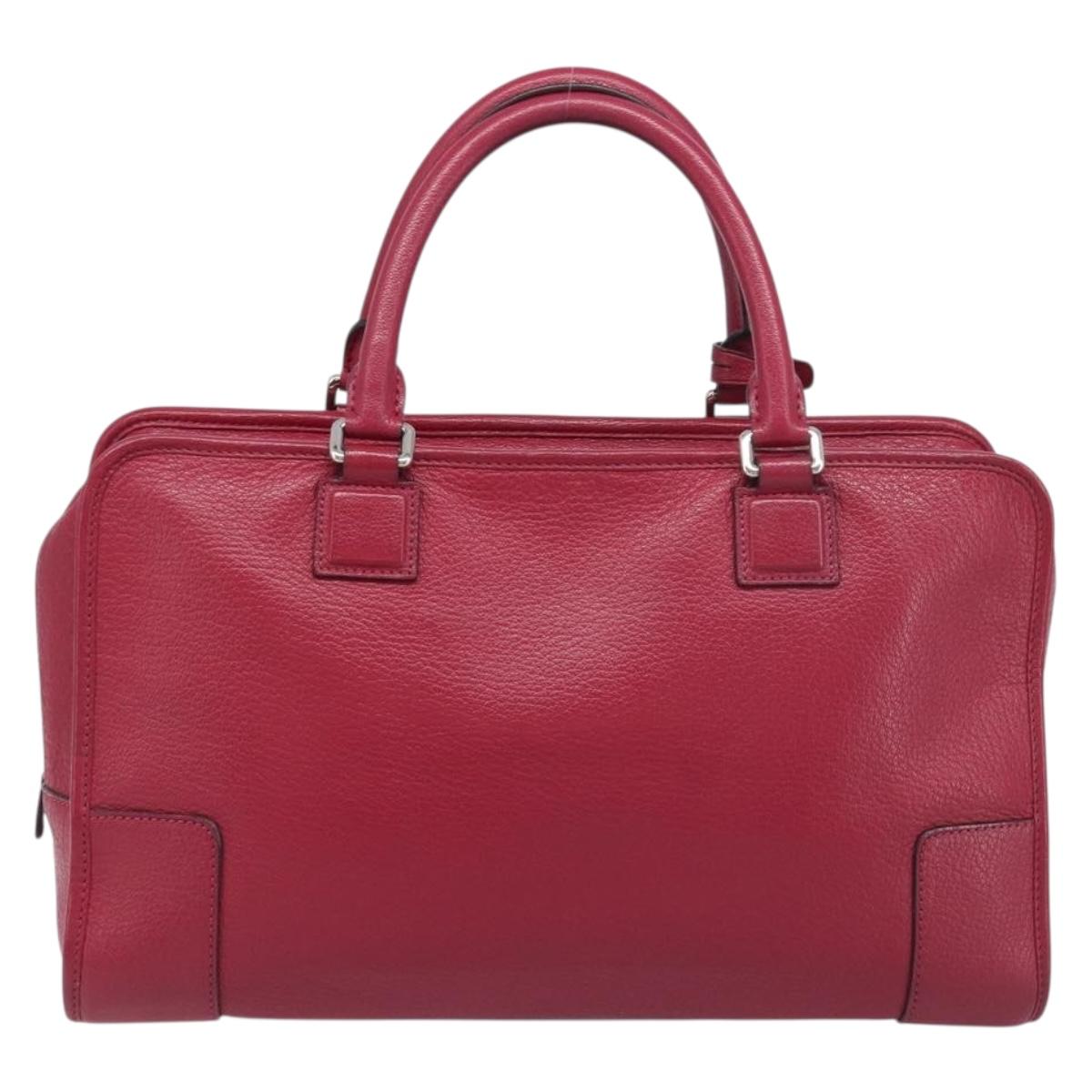 LOEWE Amazona 36 Hand Bag Leather Red Silver Auth 198687V