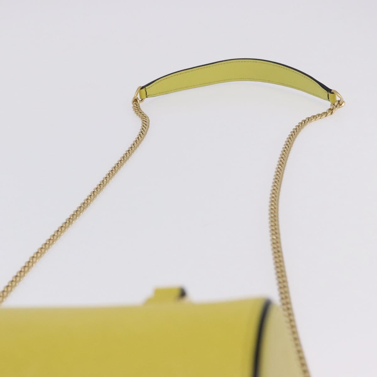 PRADA Chain Shoulder Bag Saffiano leather Yellow Gold Auth 198688M