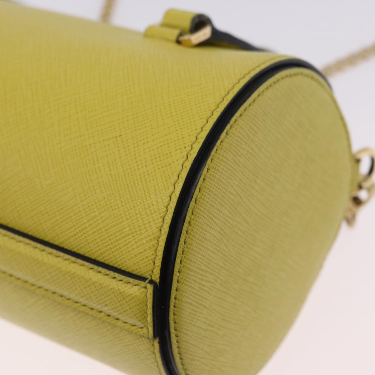 PRADA Chain Shoulder Bag Saffiano leather Yellow Gold Auth 198688M