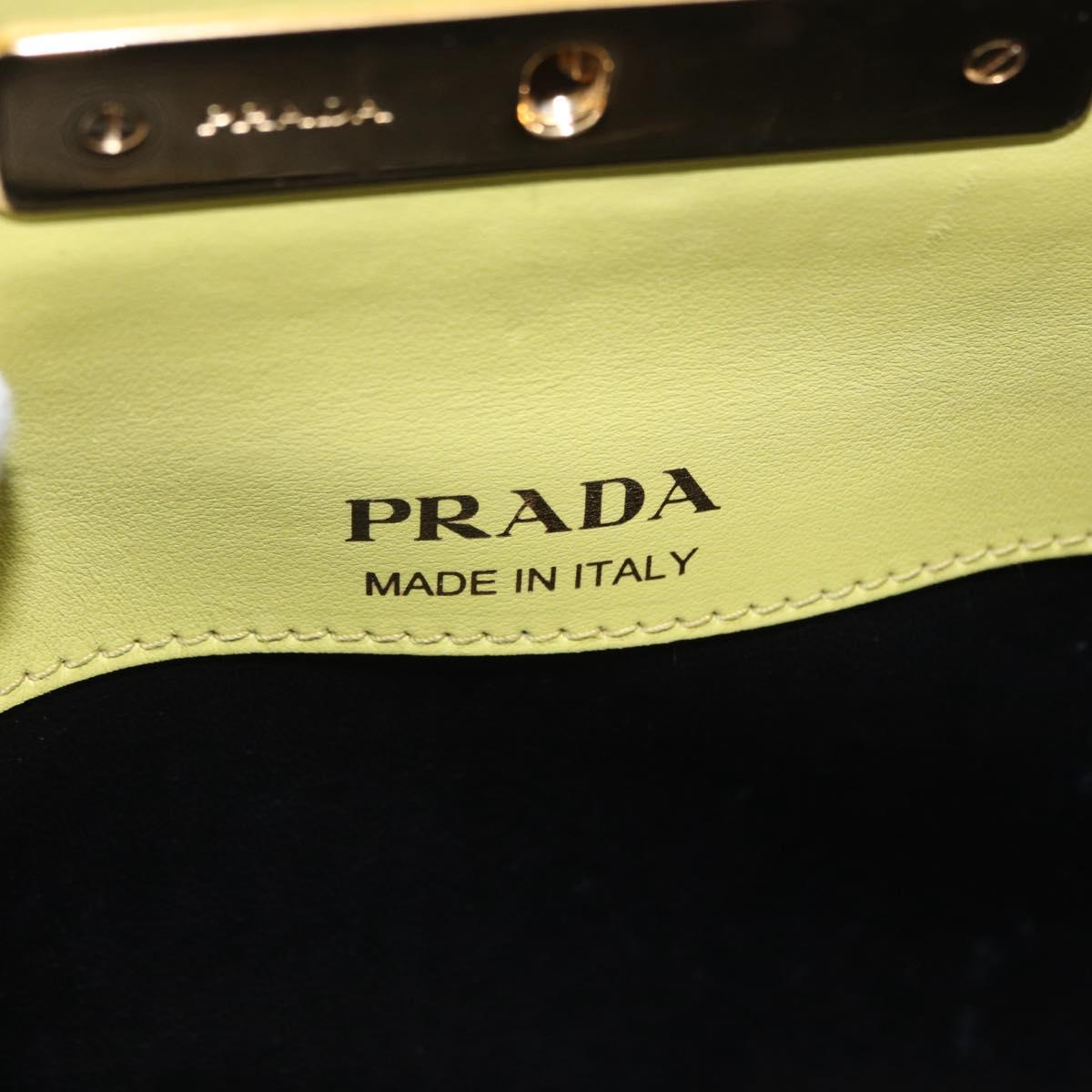 PRADA Chain Shoulder Bag Saffiano leather Yellow Gold Auth 198688M