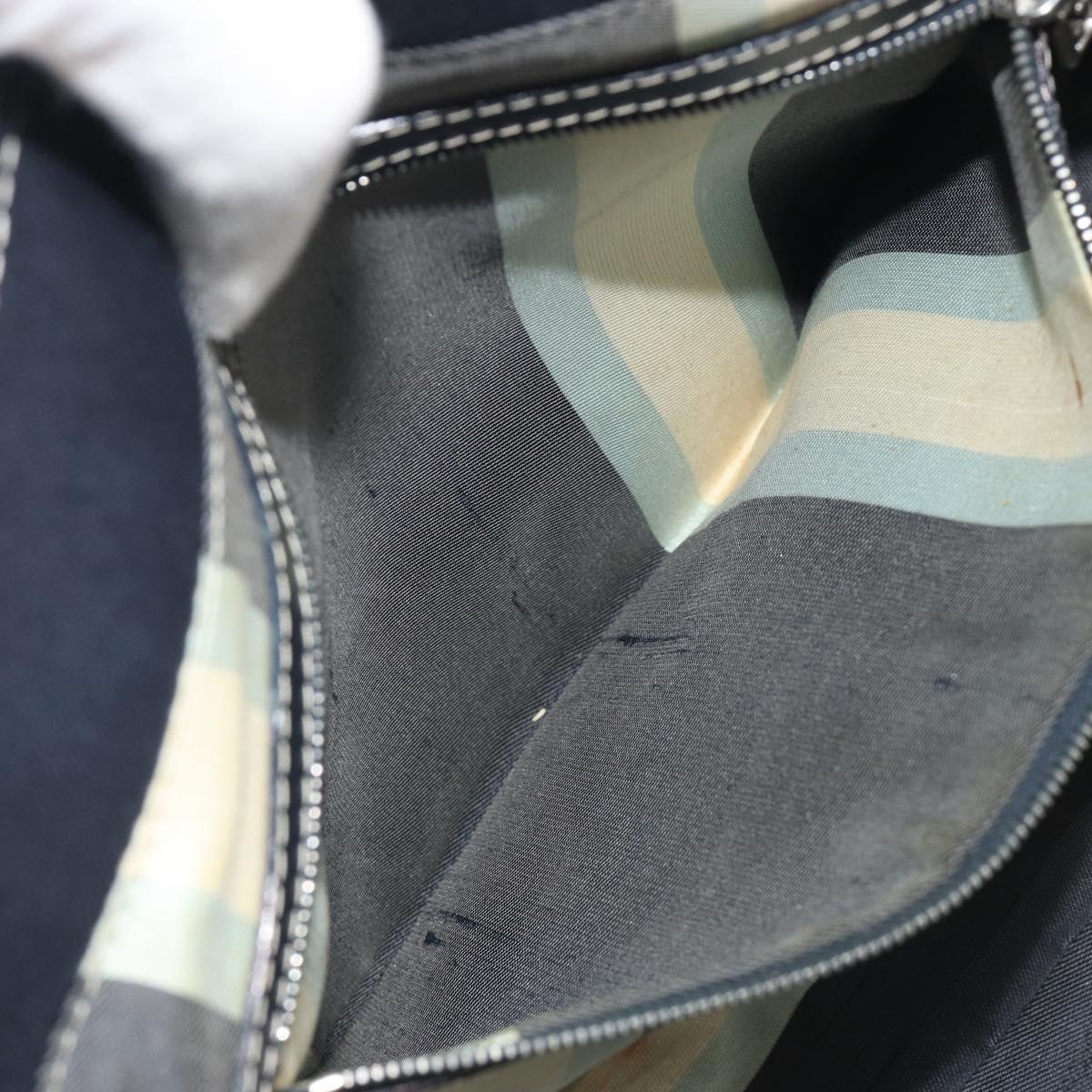 FENDI Hand Bag Canvas Navy Silver Auth 198689A