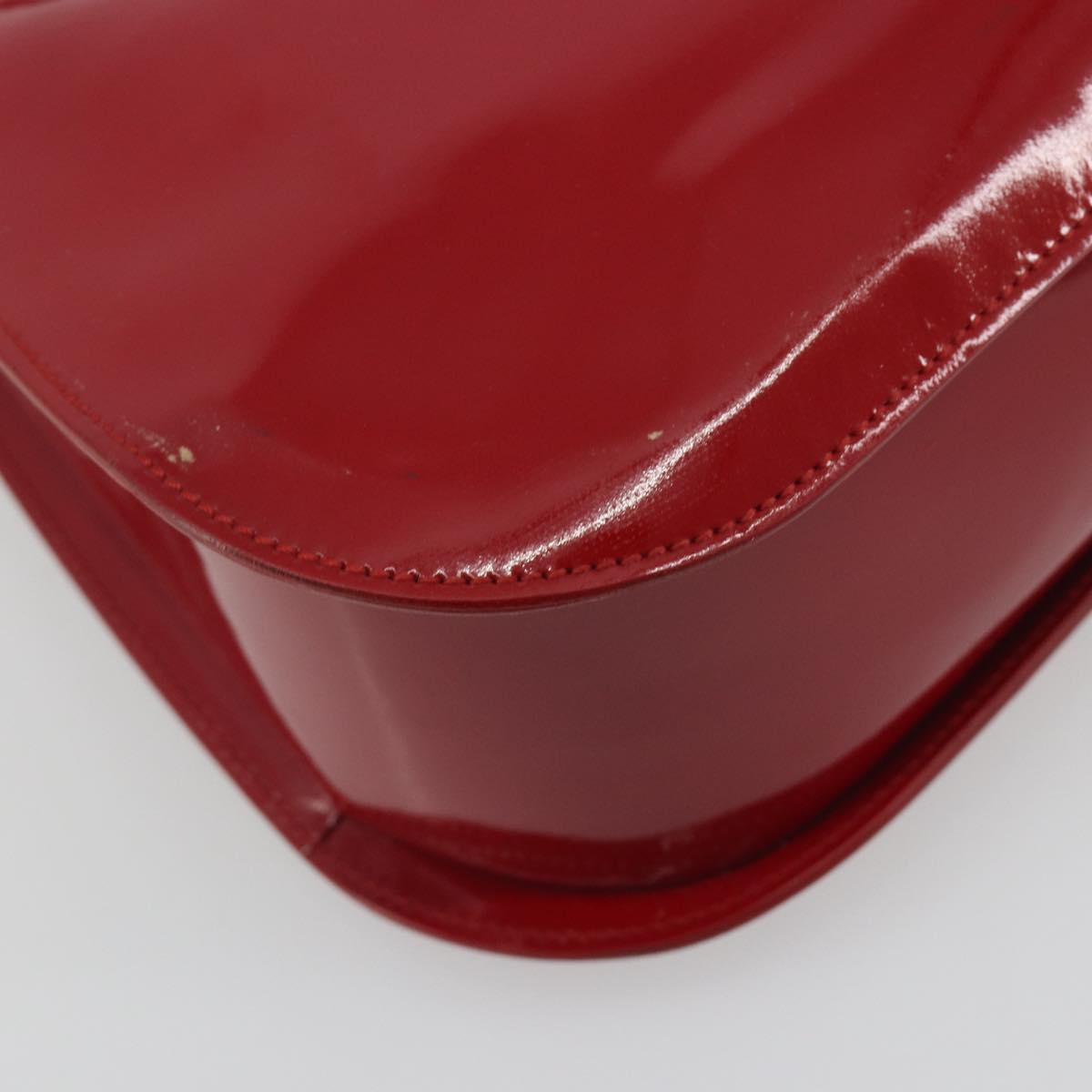 GUCCI Shoulder Bag Patent leather Red Silver 001 3767 Auth 198691