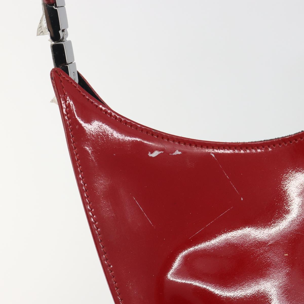 GUCCI Shoulder Bag Patent leather Red Silver 001 3767 Auth 198691