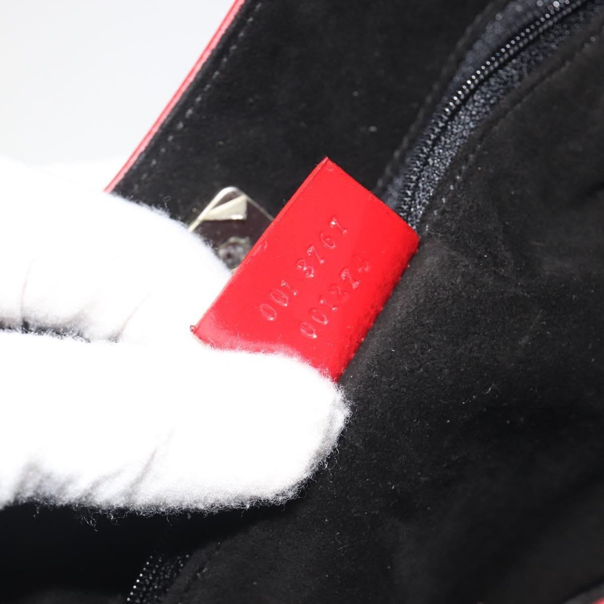 GUCCI Shoulder Bag Patent leather Red Silver 001 3767 Auth 198691