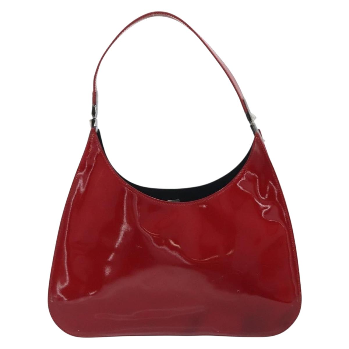 GUCCI Shoulder Bag Patent leather Red Silver 001 3767 Auth 198691