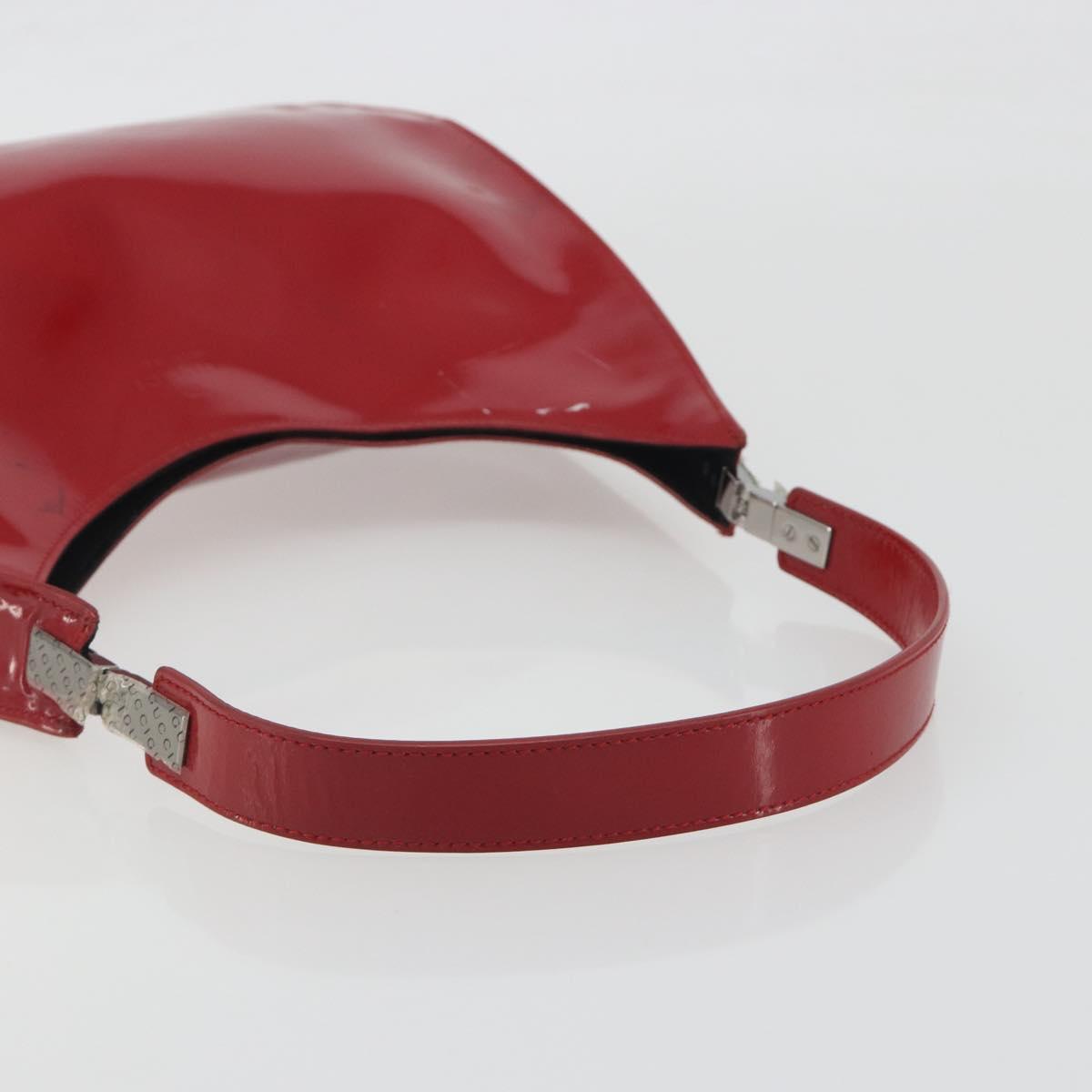 GUCCI Shoulder Bag Patent leather Red Silver 001 3767 Auth 198691