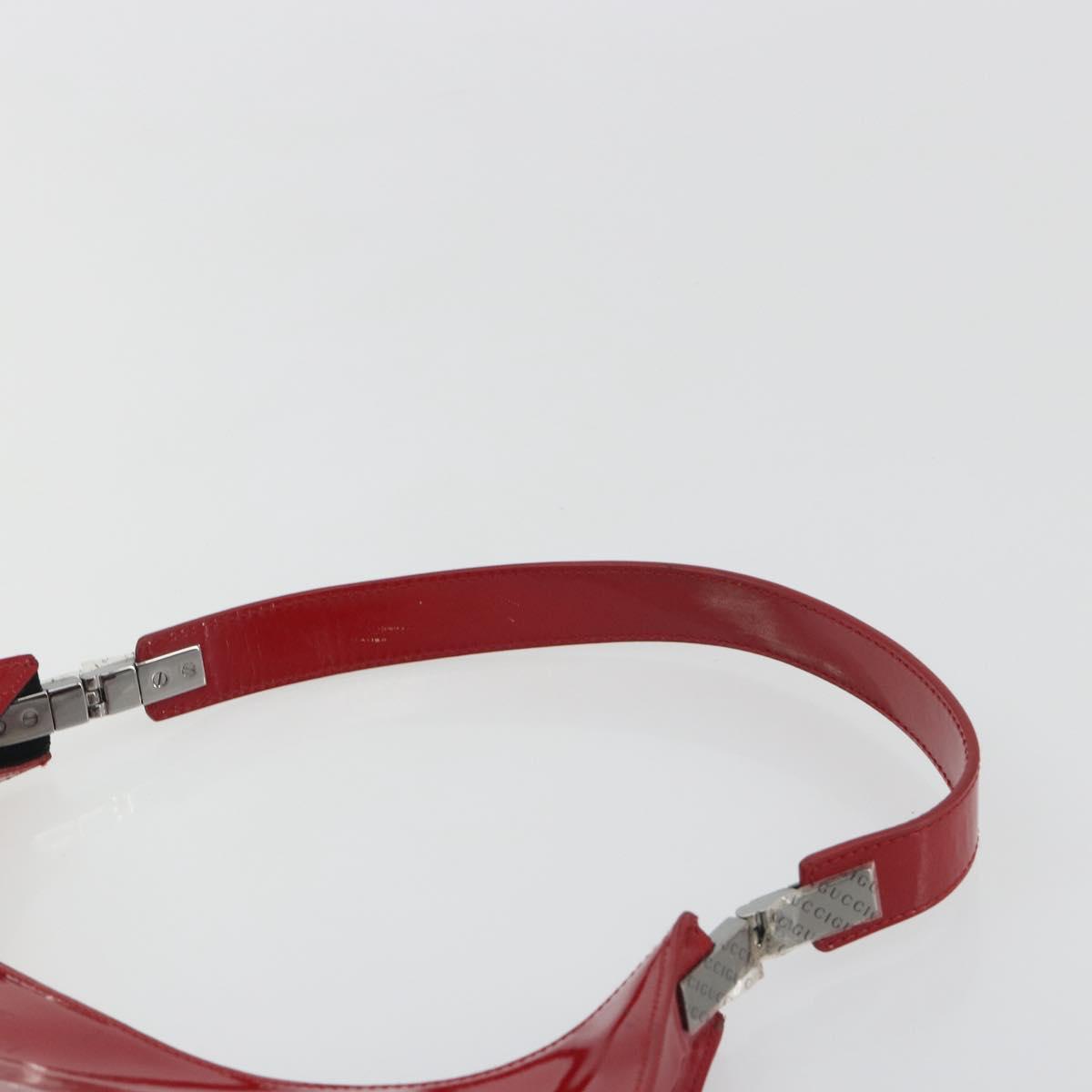 GUCCI Shoulder Bag Patent leather Red Silver 001 3767 Auth 198691