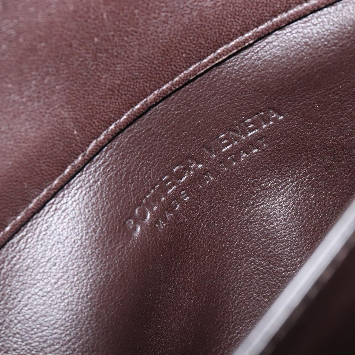 BOTTEGA VENETA INTRECCIATO Shoulder Bag Leather Dark Brown Gold Auth 198694V