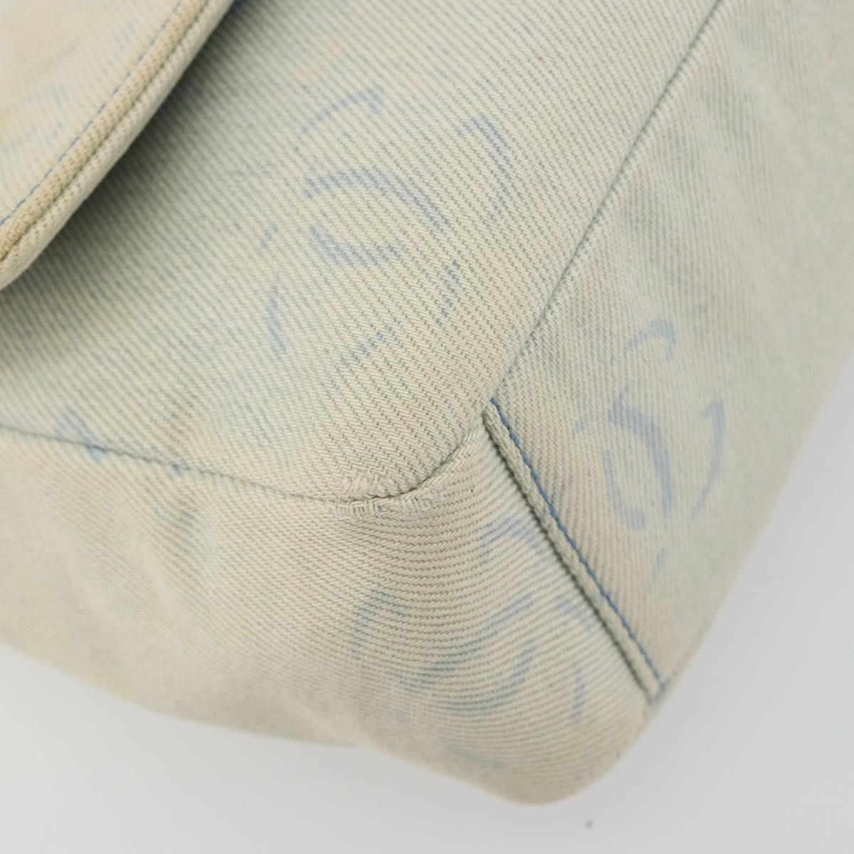 CHANEL Shoulder Bag Denim Light Blue Silver CC Auth 198695A