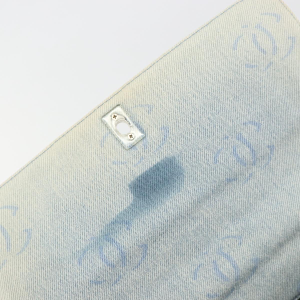 CHANEL Shoulder Bag Denim Light Blue Silver CC Auth 198695A