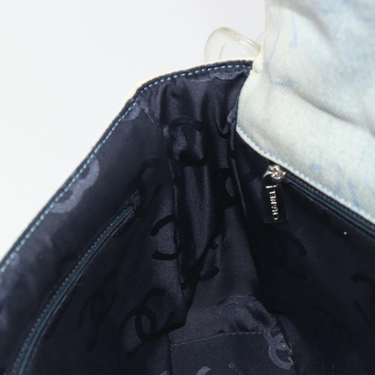 CHANEL Shoulder Bag Denim Light Blue Silver CC Auth 198695A