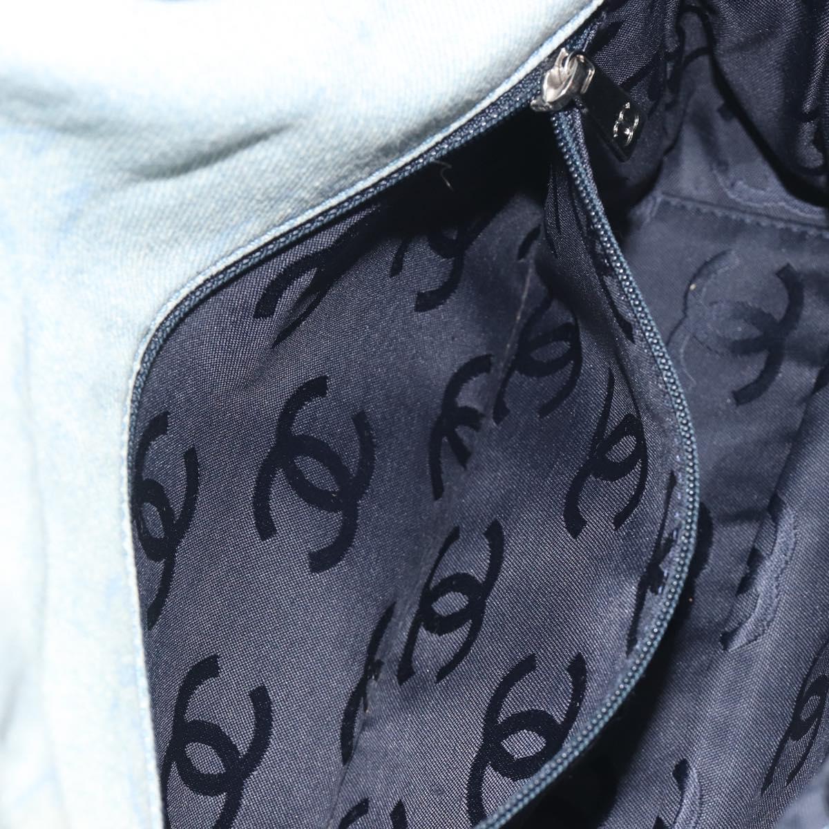 CHANEL Shoulder Bag Denim Light Blue Silver CC Auth 198695A