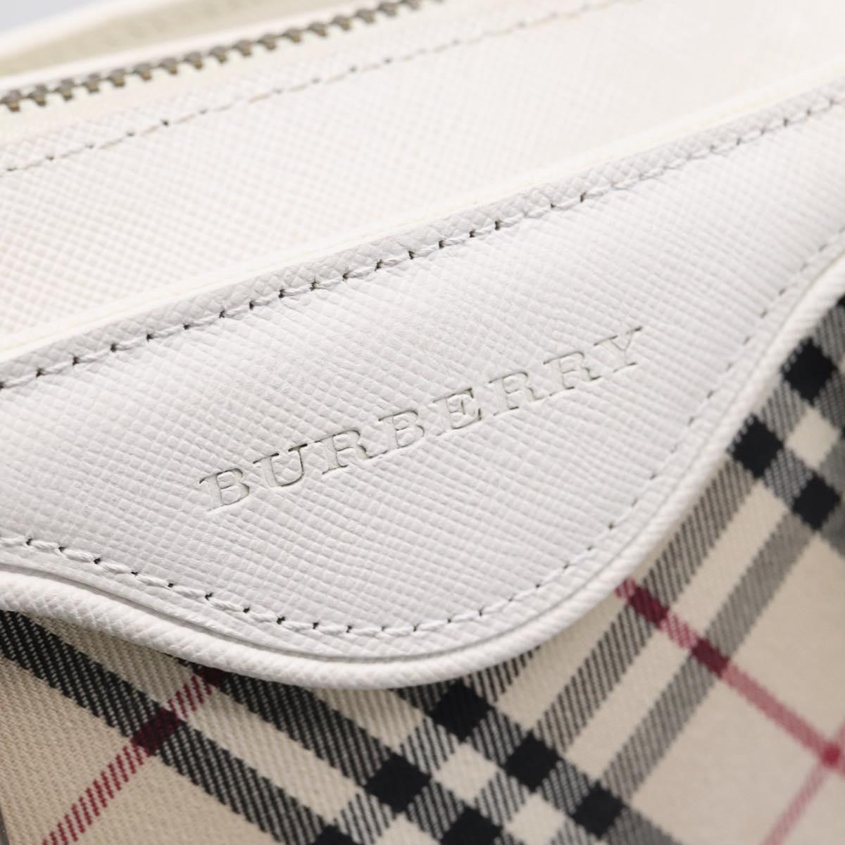 BURBERRY Nova Check Hand Bag Canvas Beige Silver Auth 198700A