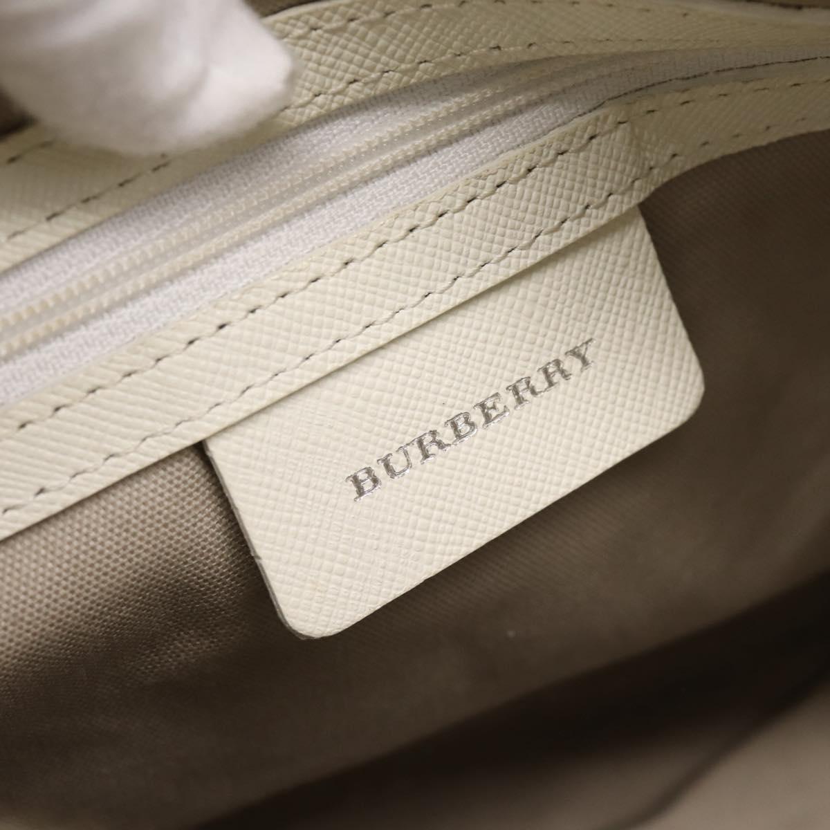 BURBERRY Nova Check Hand Bag Canvas Beige Silver Auth 198700A