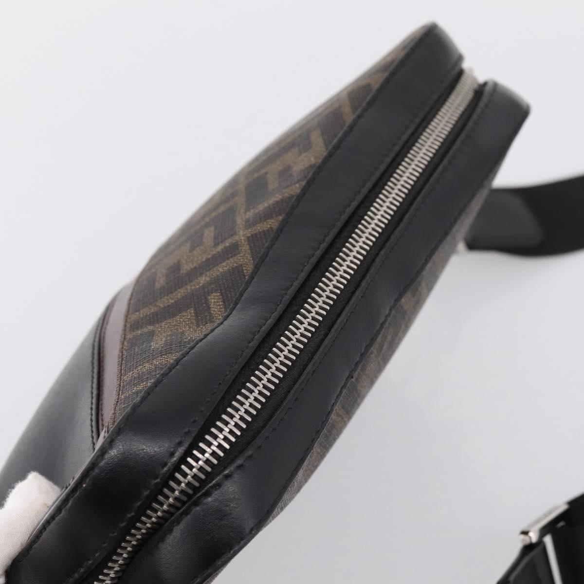 FENDI Zucca Canvas Diagonal Camera Case Bag PVC Brown Black Auth 198702V
