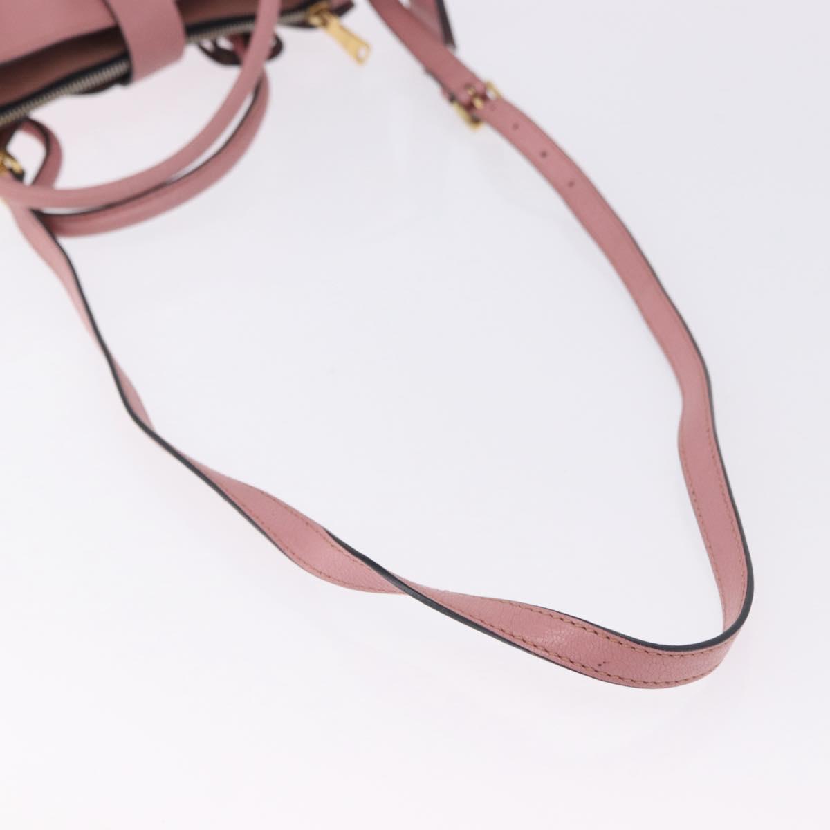 Miu Miu Hand Bag Leather 2way Pink Gold Auth 198705A