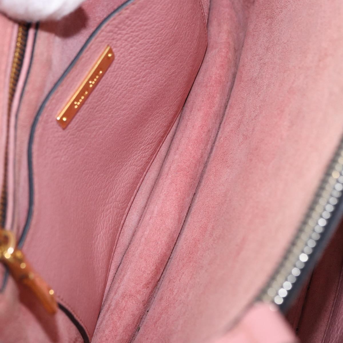Miu Miu Hand Bag Leather 2way Pink Gold Auth 198705A