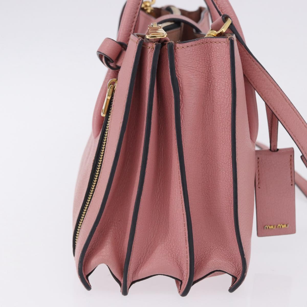 Miu Miu Hand Bag Leather 2way Pink Gold Auth 198705A