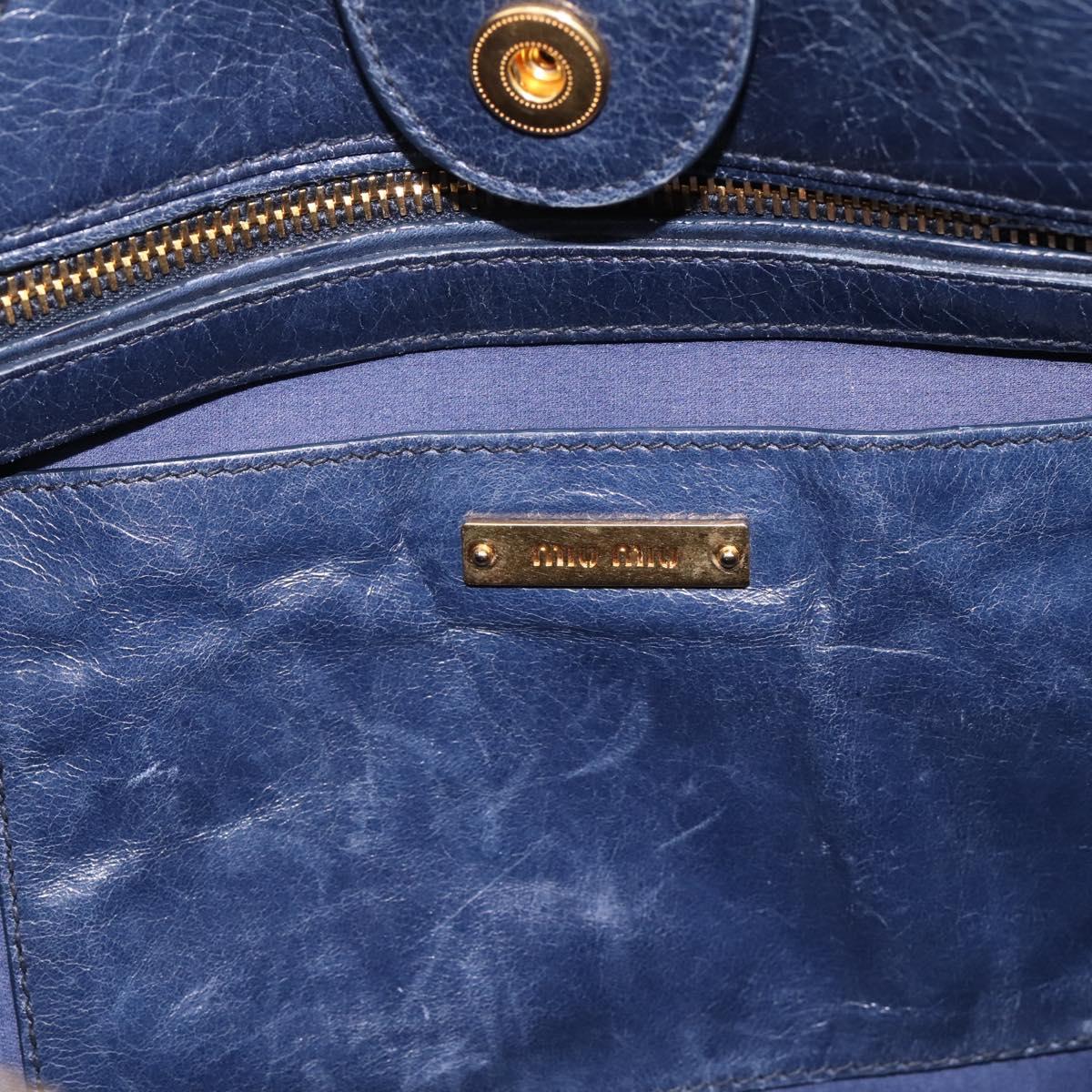 Miu Miu Hand Bag Vitellolux 2way Navy Gold Auth 198706A