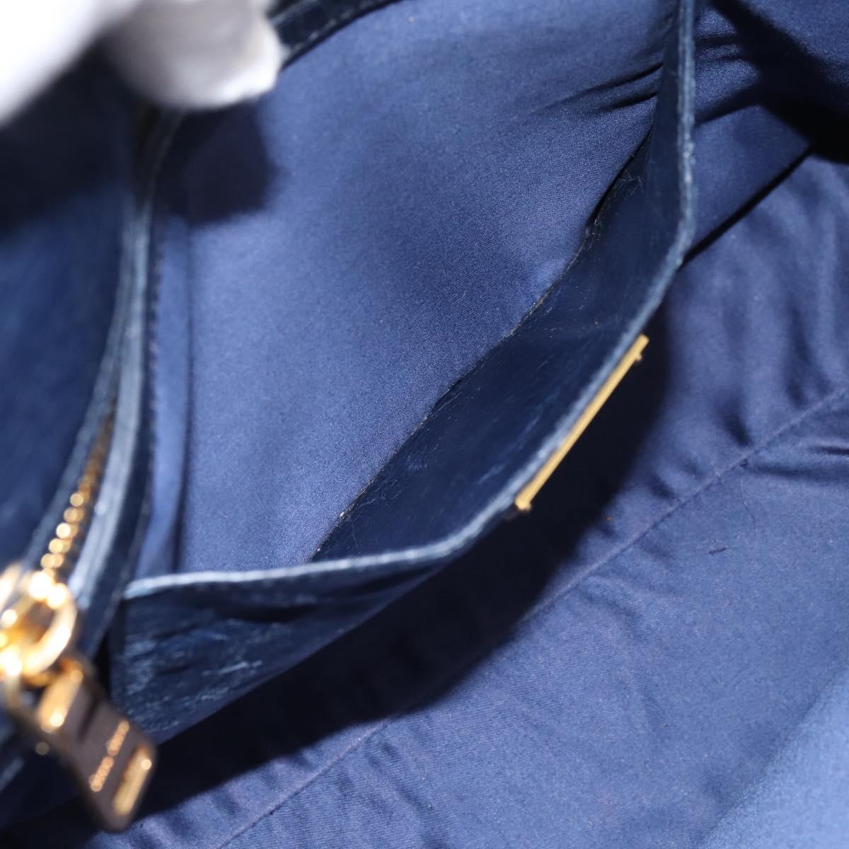 Miu Miu Hand Bag Vitellolux 2way Navy Gold Auth 198706A