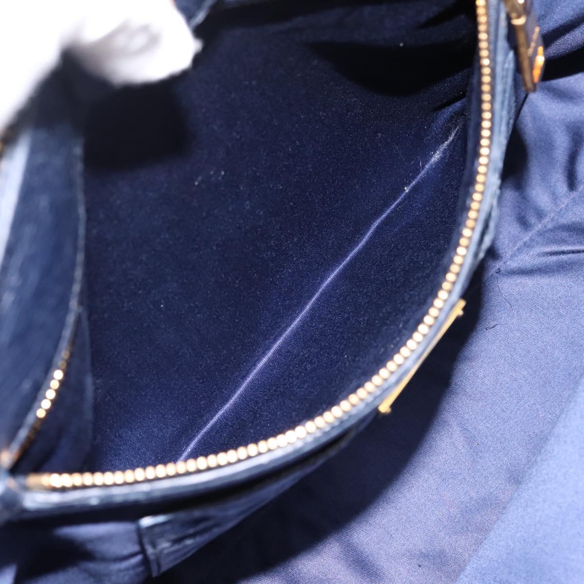 Miu Miu Hand Bag Vitellolux 2way Navy Gold Auth 198706A
