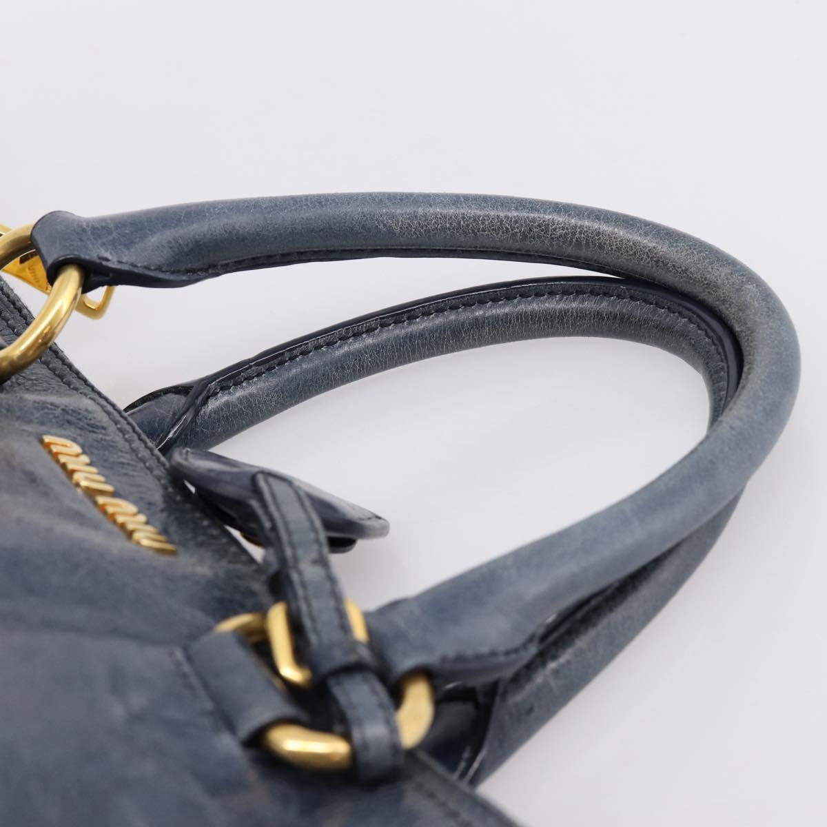 Miu Miu Hand Bag Vitellolux 2way Navy Gold Auth 198706A