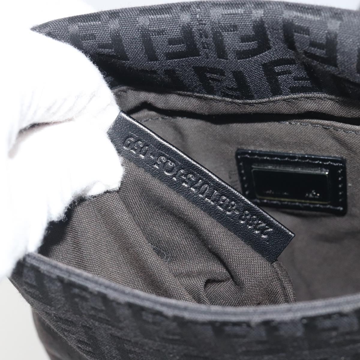 FENDI Zucchino Canvas Mamma Baguette Shoulder Bag Black Auth 198707A