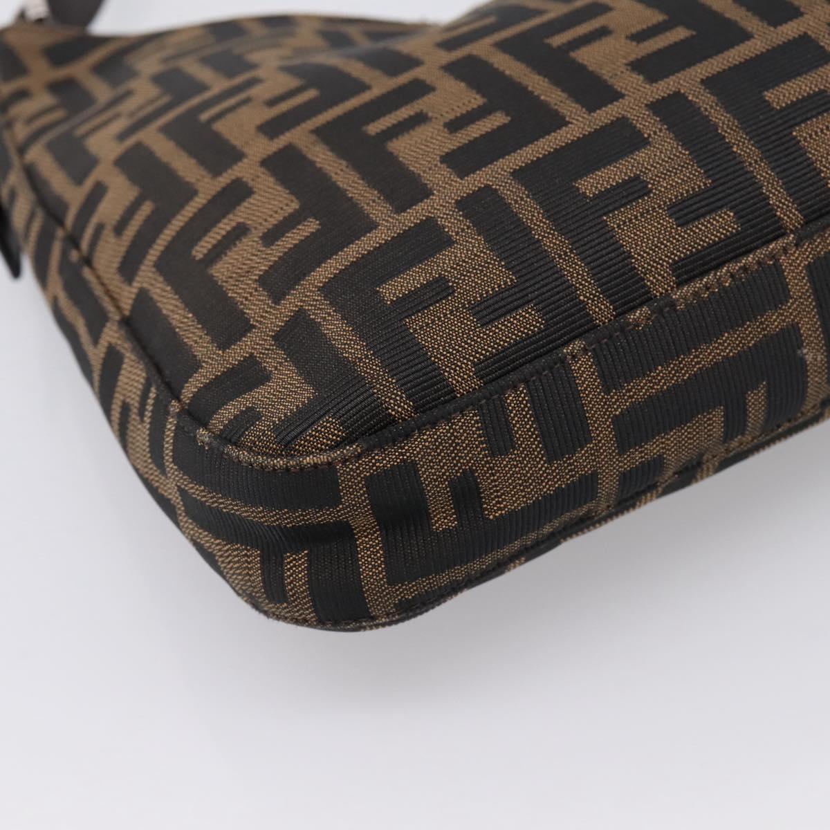 FENDI Zucca Canvas Mamma Baguette Shoulder Bag Brown Black Auth 198708V
