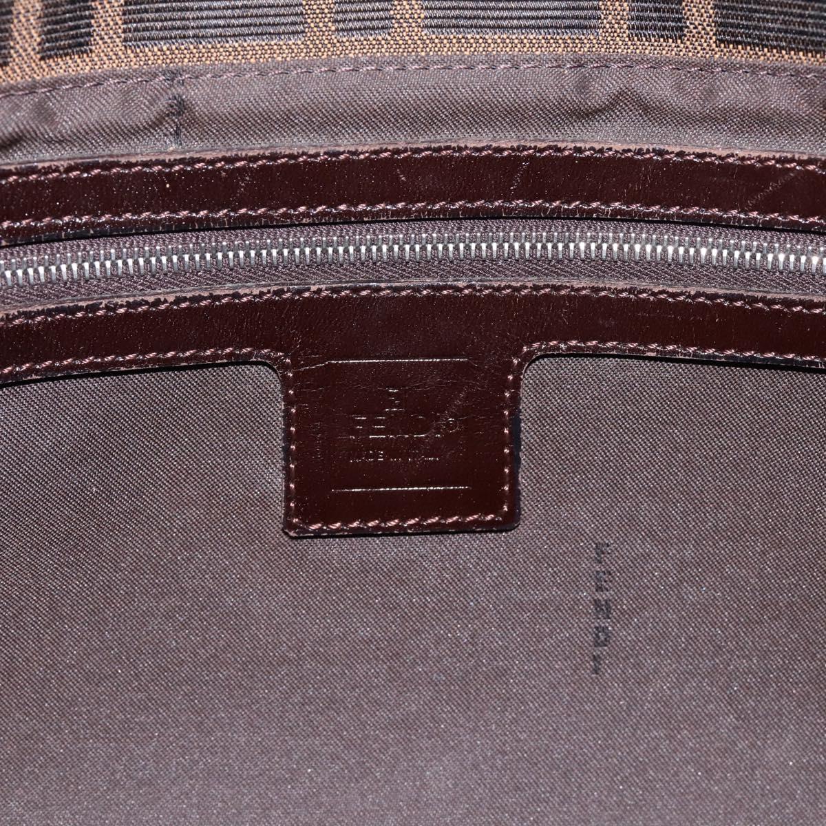 FENDI Zucca Canvas Mamma Baguette Shoulder Bag Brown Black Auth 198708V