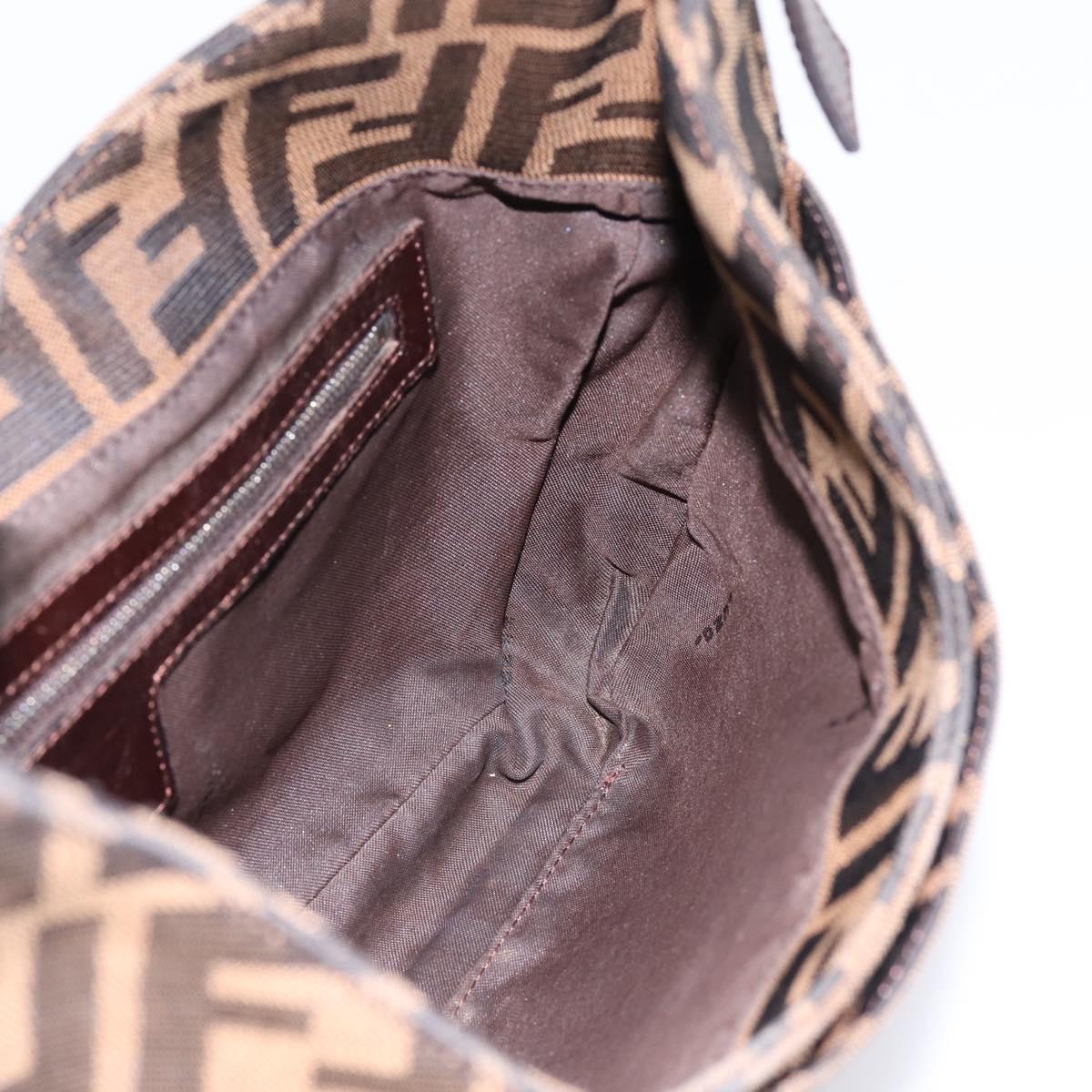 FENDI Zucca Canvas Mamma Baguette Shoulder Bag Brown Black Auth 198708V