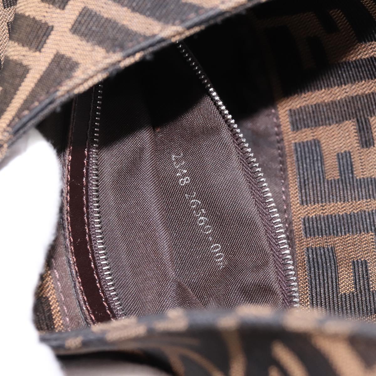 FENDI Zucca Canvas Mamma Baguette Shoulder Bag Brown Black Auth 198708V