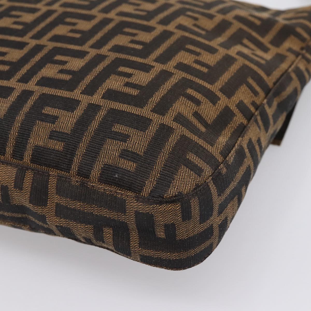 FENDI Zucca Canvas Mamma Baguette Shoulder Bag Brown Black Auth 198709A