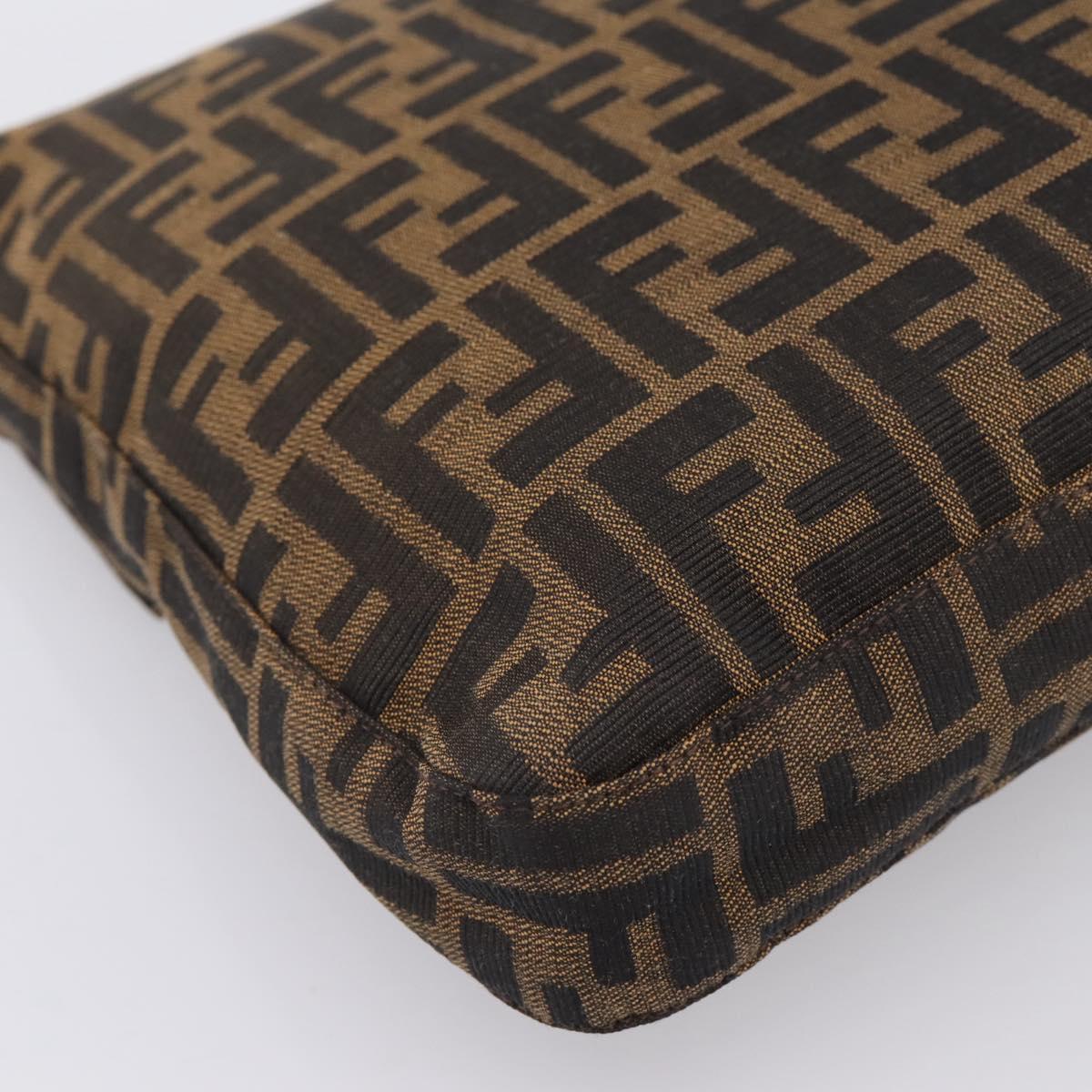 FENDI Zucca Canvas Mamma Baguette Shoulder Bag Brown Black Auth 198709A