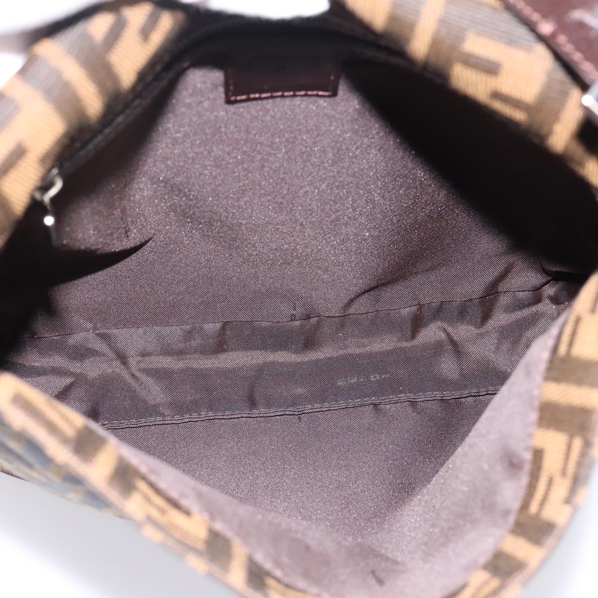 FENDI Zucca Canvas Mamma Baguette Shoulder Bag Brown Black Auth 198709A