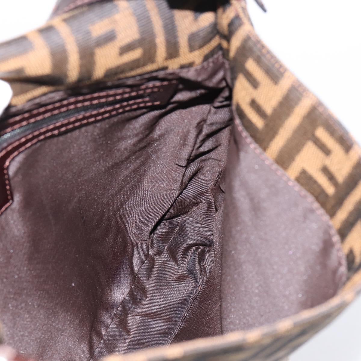 FENDI Zucca Canvas Mamma Baguette Shoulder Bag Brown Black Auth 198709A