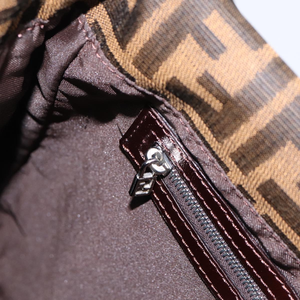 FENDI Zucca Canvas Mamma Baguette Shoulder Bag Brown Black Auth 198709A