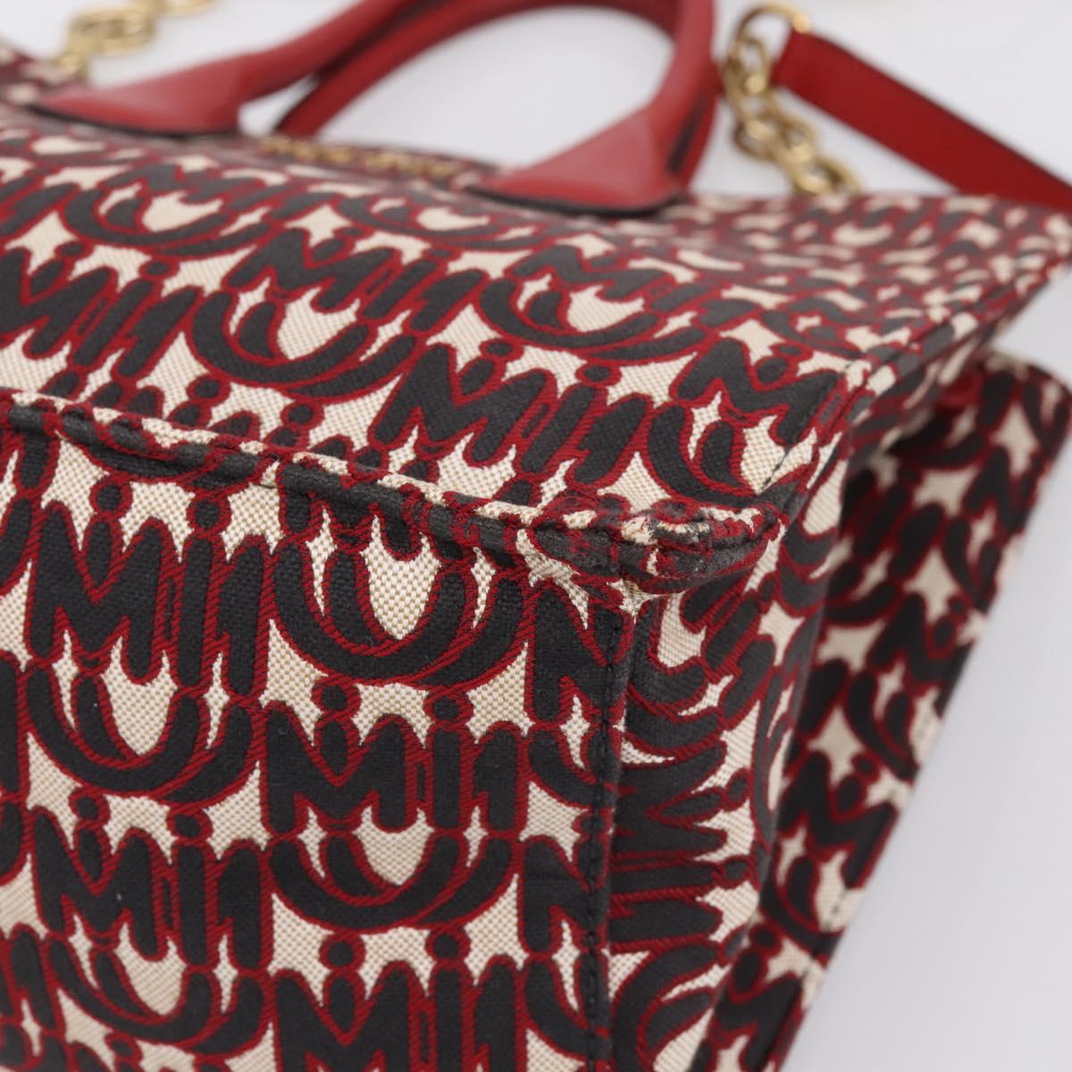 Miu Miu Chain Shoulder Bag Canvas 2way Red Gold Auth 198710A